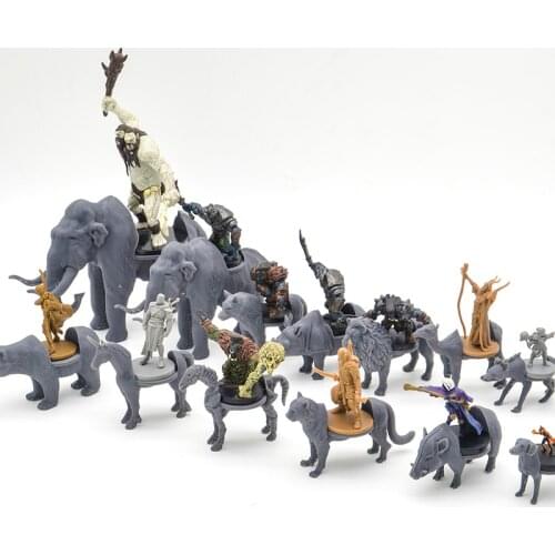 3D printable TRPG board game dungeons monster beast animals Mammoth lion rhino panther tiger unicorn horse war mounts miniatures