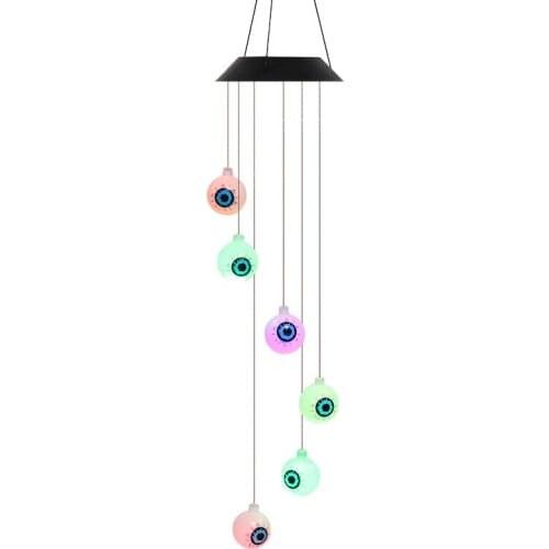 New product Halloween decoration props led solar pumpkin lantern wind chime lamp garden Halloween decorations