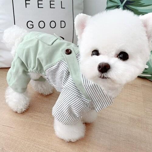 Pets Than Bear Small Dogs Autumn Dress Sinarre Teddy Puppy Clothes Spring and Autumn Thin Four-legged Clothing Strap Stripes
