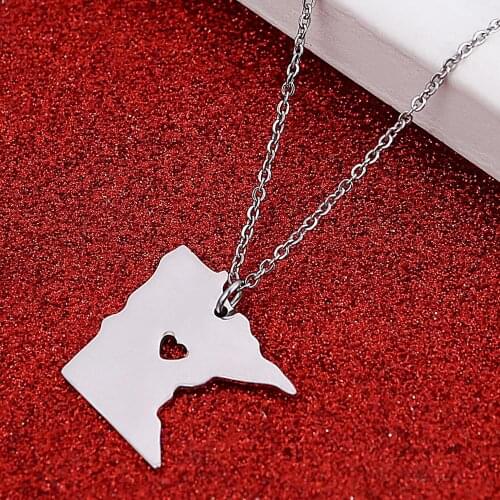 Stainless Steel Minnesota Map Pendant Necklace Silver Color Minnesota Map Fashion Chain Jewelry