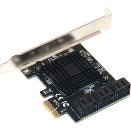 6 Ports SATA 6Gbps PCI Express Controller Card PCI-E 1X to SATA III Adapter/Converter PCIe Riser Expansion Adapter Board