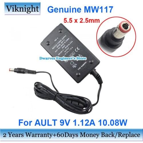 Genuine MW117 9V 1.12A AC Adapter Charger For AULT Medical Power Supply 5.5 x 2.5mm