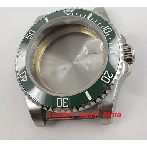 40mm GMT Sapphire glass green ceramics bezel 316L stainless steel Watch Case fit ETA 2836 miyota 8215 movement-BK38