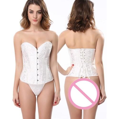 Sexy Lace Up Overbust Corsets and Bustiers Brocade Floral Steel Boned Corset Lingerie Top Plus Size korsett for Women