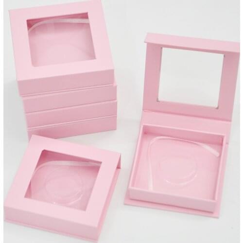 False Eyelashes Package Eyelash Boxes Wholesale Lash Packaging Box Square Cardboard Lashes Case Vendor Makeup Pink Box With Tray