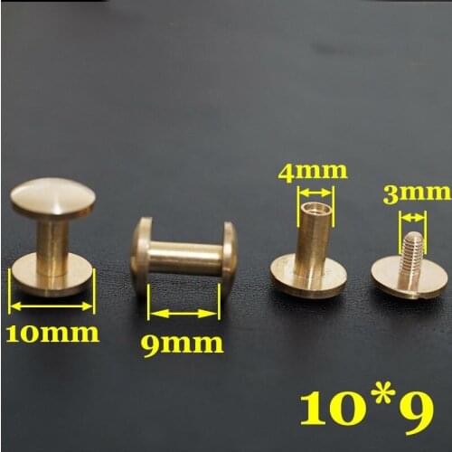 50pc Q2-10x9 Solid Brass belt screw Chicago Screw Leathercraft