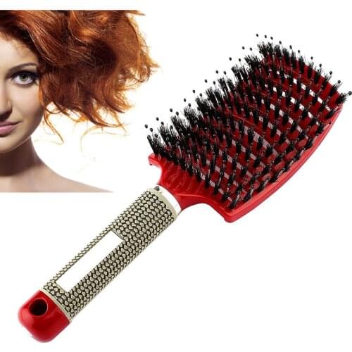 4 Color Women Hair Scalp Massage Comb Bristle Nylon Hairbrush Wet Curly Detangle Hair Brush for Salon Hairdressing Styling Tools
