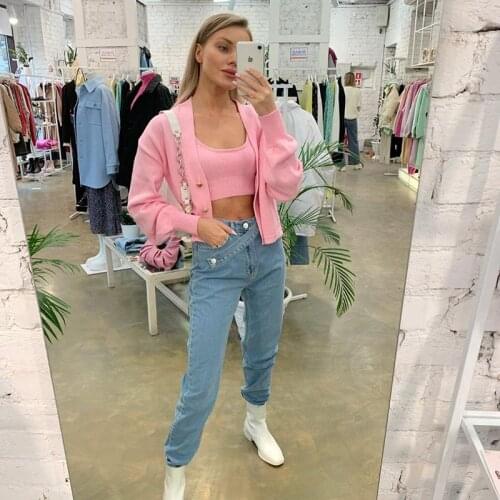 COKAGO Womens Cardigan Two Pieces Sets 2021 Knitted Sweater Slim Crop Tops Autumn Winter Solid casual Knitwear Cardigans Jumpers