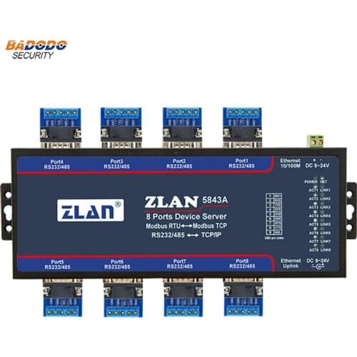 ZLAN5843A 8 port RS232 RS485 to Ethernet converter industrial multiple serial device server switch Modbus Gateways function
