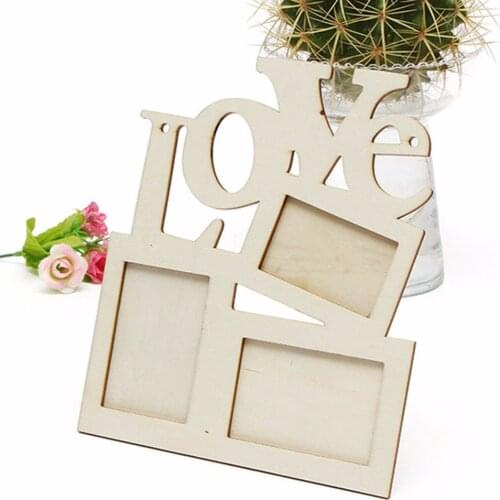 1PCS Durable Lovely Hollow Love String Wooden Family Photo Picture Frame Rahmen White Base Art Home Decor