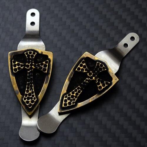 1PC Cross Shield Shape Titanium Alloy XM 18 24 ZT Series Dedicated Knife Back Clip Holder Hinderer Cutter Dagger Back Clip