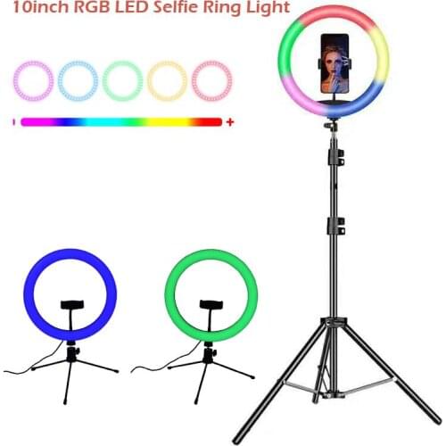 10inch RGB LED Ring Light Youtube Live Streaming Makeup Fill light Selfie Tiktok Ring Lamp Photographic Lighting With Tripod