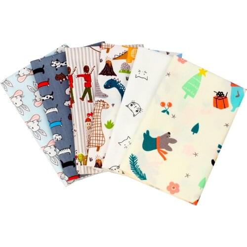 100%Cotton cute Cartoon Animal Printed Fabric DIY Sewing Fabric For Home Textile Bedding Sheets Baby Dress DIY Manual Work Cloth