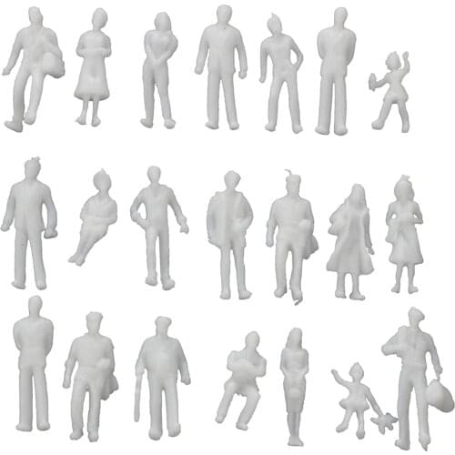 100Pcs Model Train People Figures Scale HO TT (1 to 100), Assorted Style, Great Collectibles--Light Grey