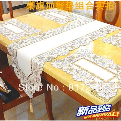 2014 new arrival fashion silk lace cutout embroidery table cloth table runner cushion chair cover table mat for dinning table