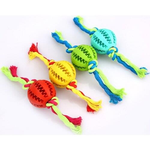 2019 New Pet Dog Toy Rubber Spilling Ball Chew Bite Resistant Rope Tooth Cleaning Ball Of Food Funny Interactive Elasticity Ball