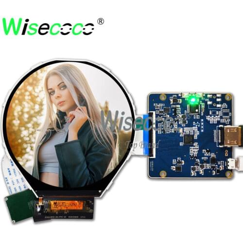 Wisecoco 3.4 inch ips circle LCD round screen 800*800 350 nits brightness 39 pins with MIPI HDMI micro USB driver board