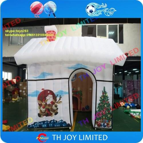 3x3x2.5mH free door shipping white Inflatable Xmas house, inflatable santa grotto on sale, cheap inflatable santa claus house