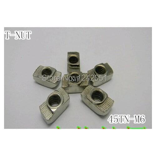 50PCS M6 T nut Hammer Head Fasten Nut Connector Nickel Plated for 45 series Slot Groove 10 Aluminium Profile Accessories