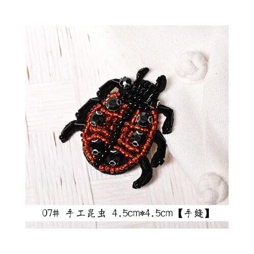 Insect diamond garment accessories high quality beaded applique patches for clothing socks/shoes/sweater/bag decoration