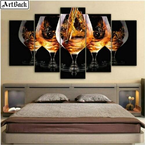 Five spell diamond painting wine cup diy full square & round landscape sticker diamond mosaic embroidery home decoration