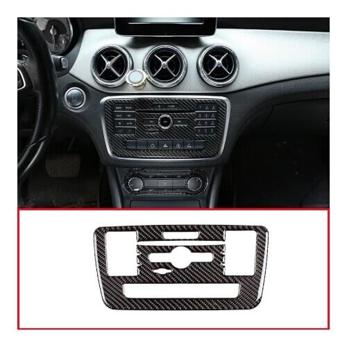 Real Carbon Fiber Car Center Console CD Decoration Sticker For Mercedes Benz GLA CLA A Class W176 C117 X156 2015-18 Accessories