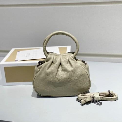 Women Soft Leather Circle Ring Hand Bag Dumpling Handbags Daily Pouch Small Female Crossbody Bag