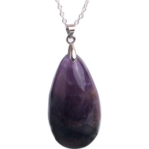 Precious Natural Auralite 23 Pendant Women Men Necklace Crystal Natural Stone Water Drop Pendant 38*21*12mm