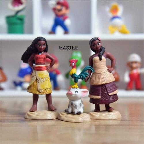 Disney 6-9cm Moana princess and mother Pua pig Action Figure Model Toy Moana princess collection toys