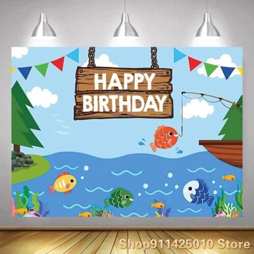 Blue Sky Under White Clouds Leisurely Fishing Background Happy Birthday Picture Photography Studio Digital Photo Custom Backdrop