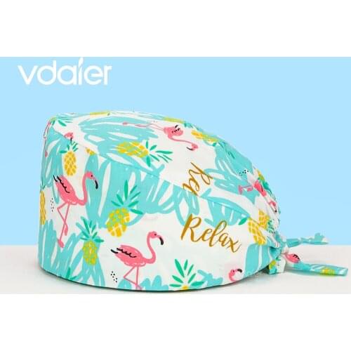 Unisex Doctor Work Hats Medical Nurse Surgical Caps Cartoon Printing Beauty Salon Surgery Caps Scrub Clinic Dental Operation Hat