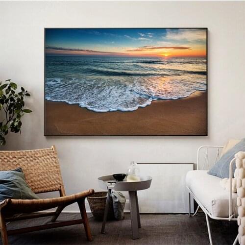 Sunsets Natural Sea Beach Landscape Canvas Painting Wall Art Posters Prints Wall Picture for Living Room Home Cuadros Decor