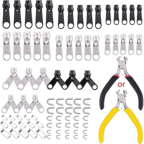 85Pcs/set Zipper Repair Kit Sewing Jacket Slider Install Plier Metal Lock Pull