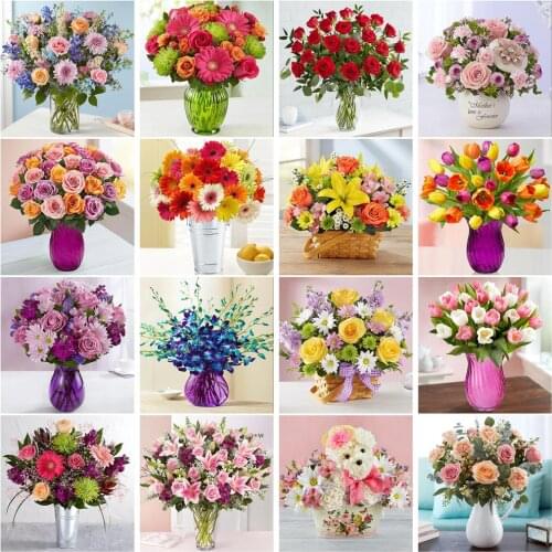 Round full diamond 5D diamond painting flower DIY art mosaic furniture decoration crafts 30*30cm