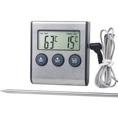 Kitchen Digital BBQ Meat Thermometer Multifunction Thermomet With Timer Stainless Steel Probe Cooking Kitchen Thermometer