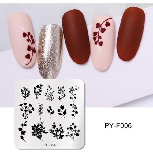 PICT YOU Square Flower Leaves Natural Plants Nail Stamping Plates Flower Patterns Nail Art Image Stamp Templates Stainless