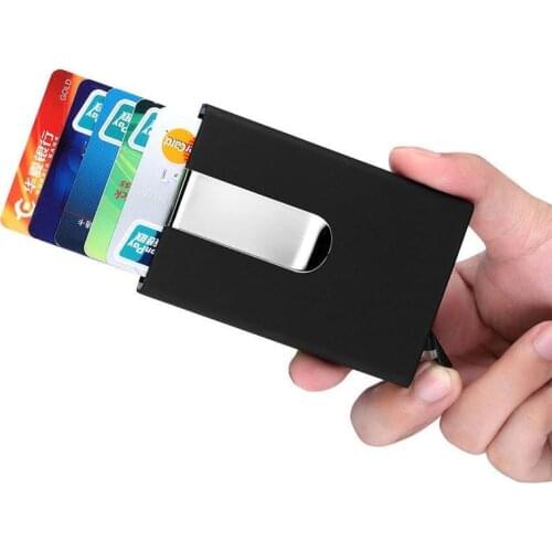 2019 Metal Business ID Travel Card Wallet Automatic Pop Up ID Credit Card Holder Unisex Card Case Stainless Steel Metal Clip