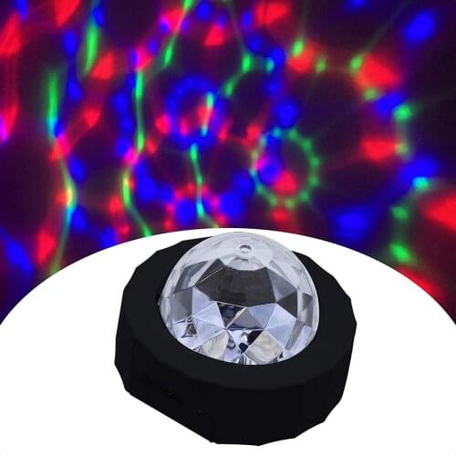 Mini USB Rechargeable Sound Activated Rotating Disco Ball DJ Party Lights RGB LED Stage Lights For Bar Wedding Car Ceiling Light