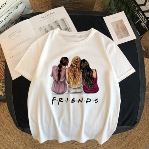 Fashion Harajuku Summer Friends Print Women T-Shirts Casual White Tops Short Sleeve Tee Y2k Graphic Streetwear T Shirt Clothes