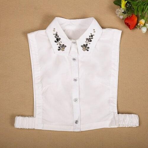 Fashion pearl Fake collar Detachable black false turn down shirt contracted bust Colorful wild hand-made bead half saving collar