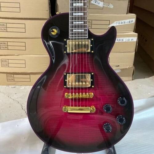 Custom Electric Guitar Purple Bindings Golden Hardware Black Circle Purple Mahogany Body Rosewood Fingerboard Free Shipping