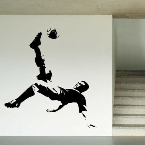 Soccer player wall Sticker Football sport Soccer Player Silhouette Wall Decals Boys Room Art Decor viny removable Poster X279