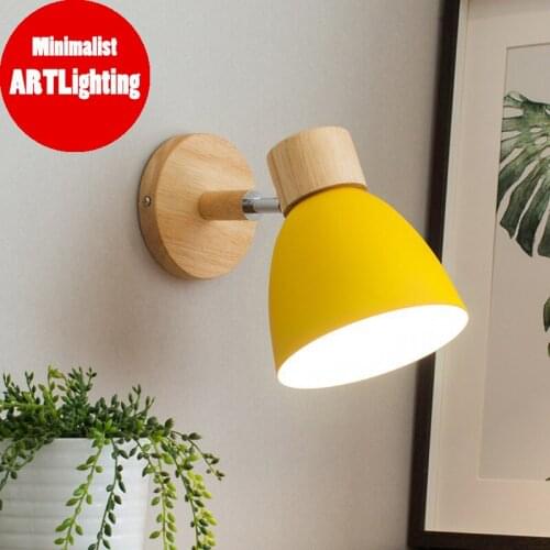 Wall Lamps With Switch Bedside Wall Light Modern Wall Sconce Nordic For Bedroom Macaroon 6 Color Steering Head E27 85-285V