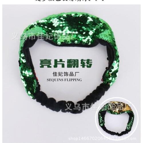 2018 new flip double-sided sequin bow headband hair band