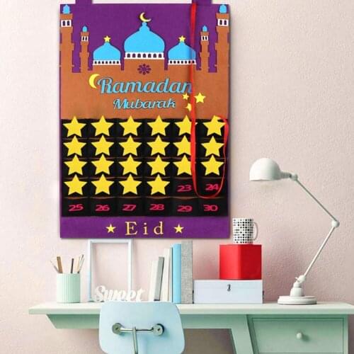 2021 Newest Eid Mubarak 30days Advent Calendar Hanging Felt Countdown Calendar for Kids Gifts Ramadan Party Decorations Supplies