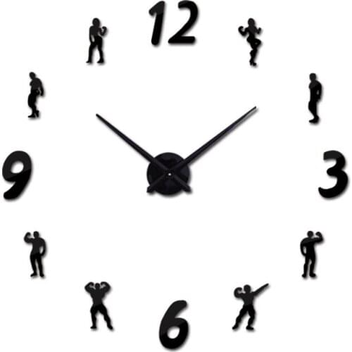New arrival Quartz clocks fashion watches 3d real big wall clock acrylic mirror sticker diy living room modern decor character
