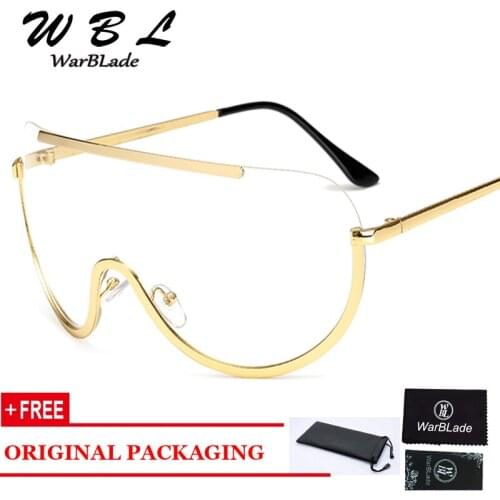 WarBLade Women Big Glasses Frame Fashion Oversized Men Rimless Optical Eyeglasses For Ladies Female Clear Lens Eye Glasses New