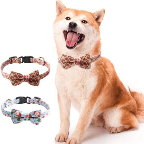 Pet Collar Santa Claus Gingerbread Man Pattern Adjustable Pet Dogs Necklace Loop Detachable Kittens Collar with Bell Pet Product
