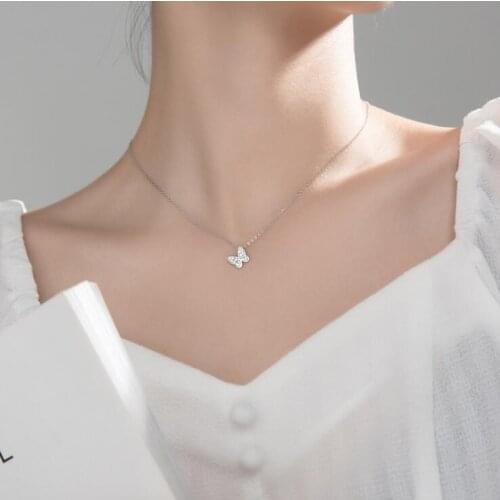 Butterfly Style Silver Pendant Necklace 925 Sterling Silver Pendants Necklaces with Cubic Zirconia