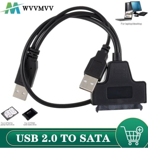 WVVMVV SATA to USB 2.0 To 7 15 22pin Adapter Cables External Power For 2.5'' Ssd Hdd Hard Disk Drive Converter